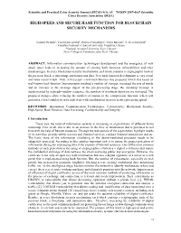 High-Speed and Secure Hash Function for Blockchain Security Mechanisms