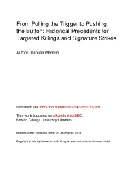Historical Precedents for Targeted Killings and Signature Strikes