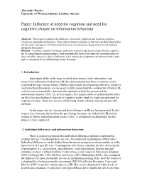 Paper: Influence of Need for Cognition and Need for Cognitive Closure on Information Behaviour