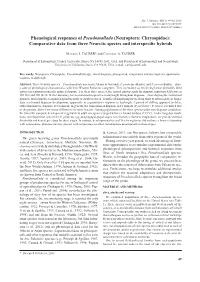 Phenological Responses of Pseudomallada (Neuroptera: Chrysopidae): Comparative Data from Three Nearctic Species and Interspecific Hybrids