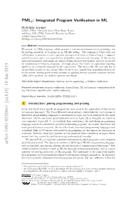 PML2: Integrated Program Verification in ML