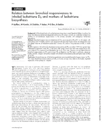 Relation Between Bronchial Responsiveness to Inhaled