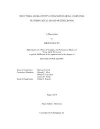 Structures and Reactivity of Transition-Metal Compounds