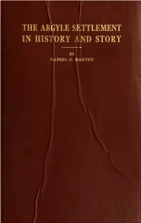The Argyle Settlement in History and Story