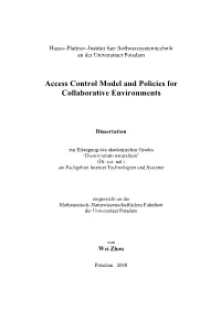 Access Control Model and Policies for Collaborative Environments
