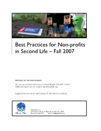 Best Practices for Non-Profits in Second Life 011508