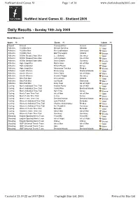 Daily Results - Sunday 10Th July 2005