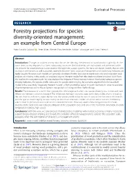 Forestry Projections for Species Diversity-Oriented Management