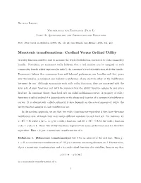 Monotonic Transformations: Cardinal Versus Ordinal Utility