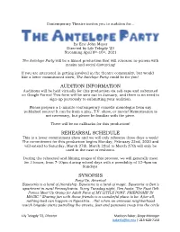 Audition Information Rehearsal Schedule Synopsis