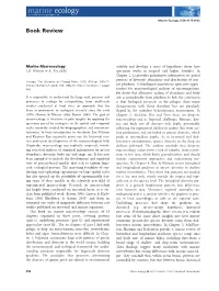 Marine Macroecology Stability and Develops a Series of Hypotheses About How J.D
