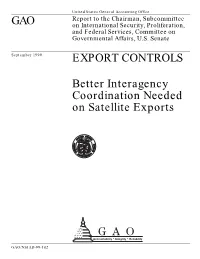 NSIAD-99-182 Export Controls: Better Interagency Coordination Needed