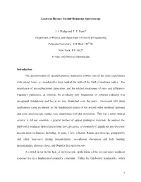 Second-Harmonic Spectroscopy JI Dadap and TF Heinz* Department