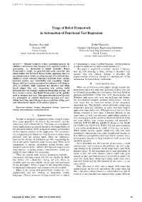 Usage of Robot Framework in Automation of Functional Test Regression