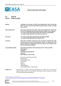 2020-04: Acceptance of Surrender of EASA Type Certificate No. EASA.E.236 for the Viper