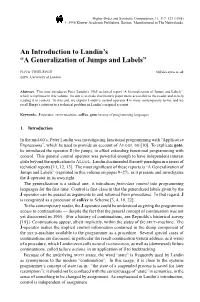 An Introduction to Landin's “A Generalization of Jumps and Labels”