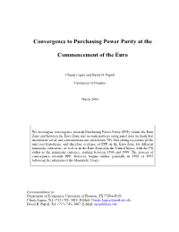 Convergence to Purchasing Power Parity at the Commencement of The