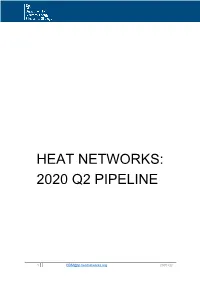 Heat Networks Project Pipeline April to June 2020