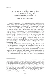 Introduction to William Stringfellow, “The Unity of the Church As the Witness of the Church”