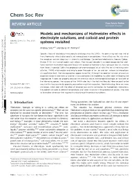 Models and Mechanisms of Hofmeister Effects in Electrolyte
