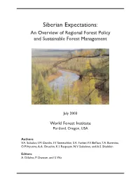 Siberian Expectations: an Overview of Regional Forest Policy and Sustainable Forest Management