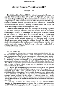 THE GOOGLE IPO by Eugene Choo