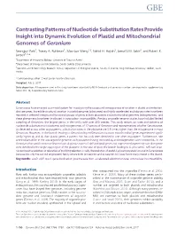 Contrasting Patterns of Nucleotide Substitution Rates Provide Insight Into Dynamic Evolution of Plastid and Mitochondrial Genomes of Geranium
