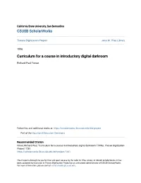 Curriculum for a Course in Introductory Digital Darkroom