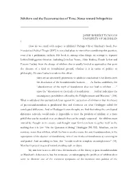 Nihilism and the Deconstruction of Time: Notes Toward Infrapolitics