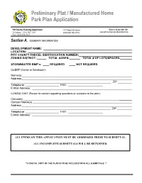 Preliminary Plat / Manufactured Home Park Plan Application