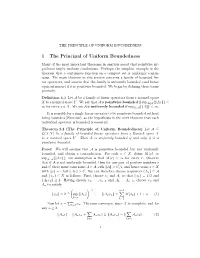 1 the Principal of Uniform Boundedness