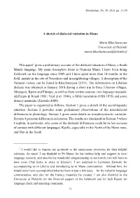 A Sketch of Dialectal Variation in Mano Maria Khachaturyan University Of