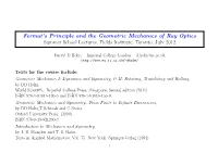 Fermat's Principle and the Geometric Mechanics of Ray Optics Summer
