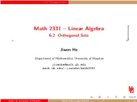 Math 2331 – Linear Algebra 6.2 Orthogonal Sets