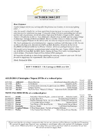 OCTOBER 2008 LIST See Inside for Valid Dates