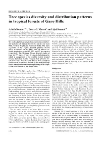 Tree Species Diversity and Distribution Patterns in Tropical Forests of Garo Hills
