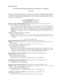 Updated 02.03.2021 an Annotated List of Afghanistan Longhorn Beetles