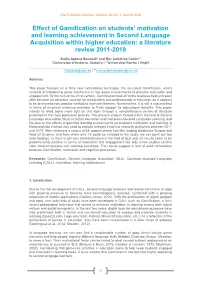 Effect of Gamification on Students' Motivation and Learning