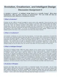 Evolution, Creationism, and Intelligent Design Discussion Assignment 3