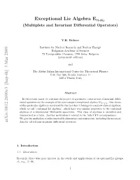 Exceptional Lie Algebra $ E {7 (-25)} $(Multiplets and Invariant