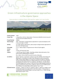 Green Infrastructure Governance Approaches in the Alpine Space Status Analysis in Selected Alpine Metropolitan Regions and Case Studies