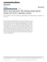 Micro and Nanoscale 3D Printing Using Optical Pickup Unit from A
