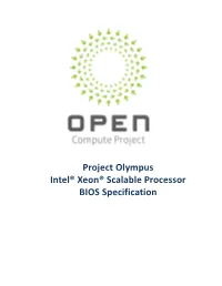 Project Olympus Intel BIOS Specification