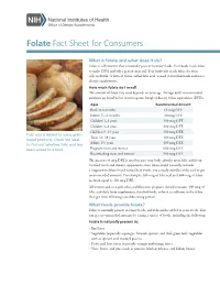 Folate Fact Sheet for Consumers