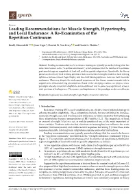 Loading Recommendations for Muscle Strength, Hypertrophy, and Local Endurance: a Re-Examination of the Repetition Continuum
