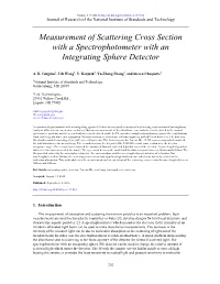 Measurement of Scattering Cross Section with a Spectrophotometer with an Integrating Sphere Detector