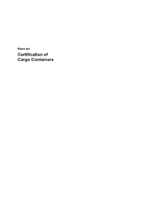 Rules for Certification of Cargo Containers 1998
