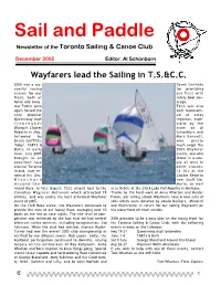 Sail and Paddle Newsletter of the Toronto Sailing & Canoe Club