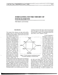 Zoroaster and the Theory of Four Elements