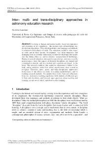 And Trans-Disciplinary Approaches in Astronomy Education Research